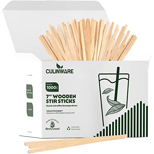 CulinWare Birch Wood Coffee/Beverage Stirrers 7" (1000 pack) Eco-Friendly Great For Your Coffee Nook. - Image 1