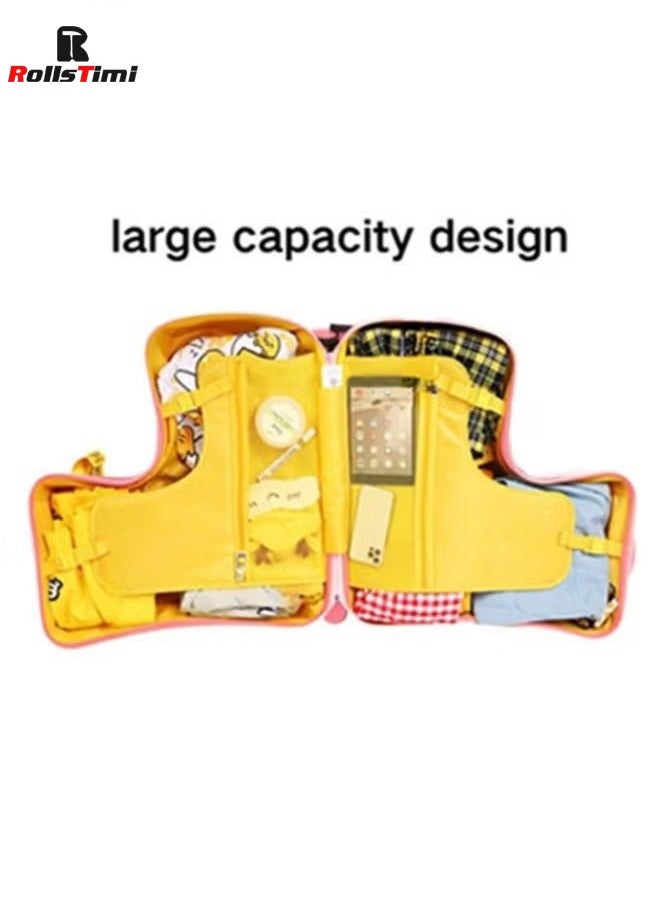 RollsTimi  Ride on Kids Luggage with Wheels for Girls and Boys,Hard-sided Kids Rolling Suitcase for Toddler,Pink  - Image 3