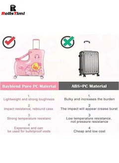 RollsTimi  Ride on Kids Luggage with Wheels for Girls and Boys,Hard-sided Kids Rolling Suitcase for Toddler,Pink  - Image 4