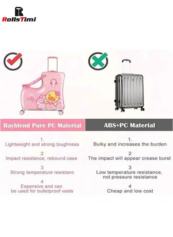 RollsTimi  Ride on Kids Luggage with Wheels for Girls and Boys,Hard-sided Kids Rolling Suitcase for Toddler,Pink  - Image 4