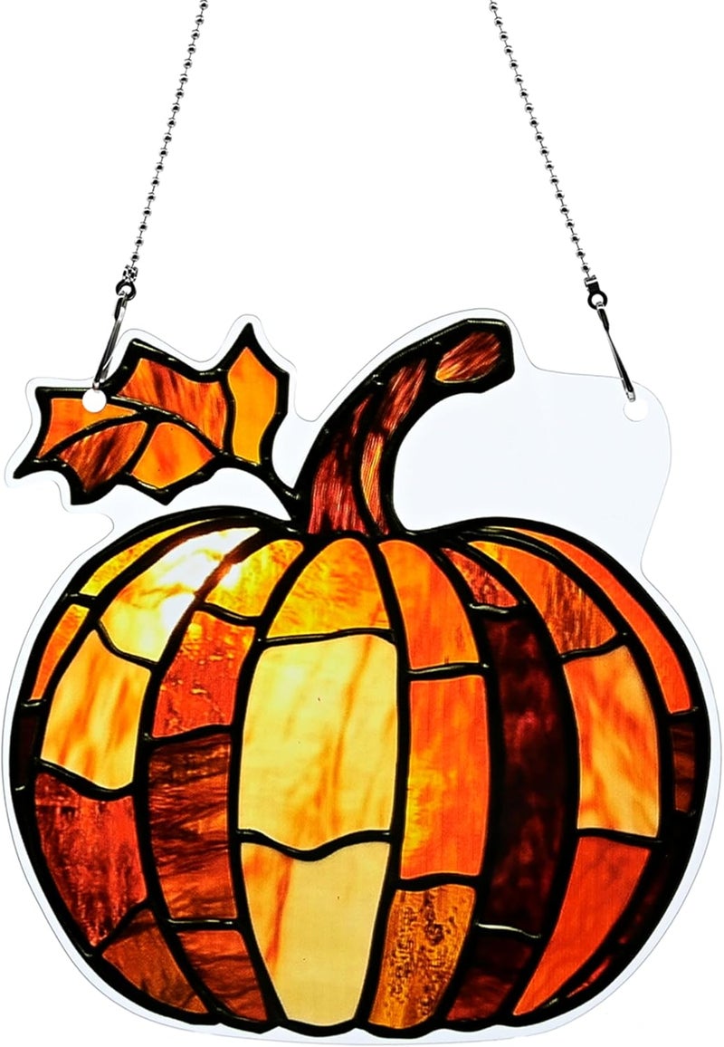 thmnj Fall Pumpkin Ornaments Colorful Window Hanging Decorations Home Wall Decor for Indoor Outdoor - Image 1