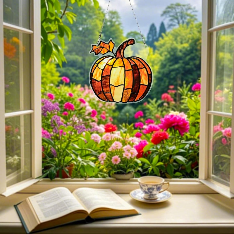 thmnj Fall Pumpkin Ornaments Colorful Window Hanging Decorations Home Wall Decor for Indoor Outdoor - Image 5
