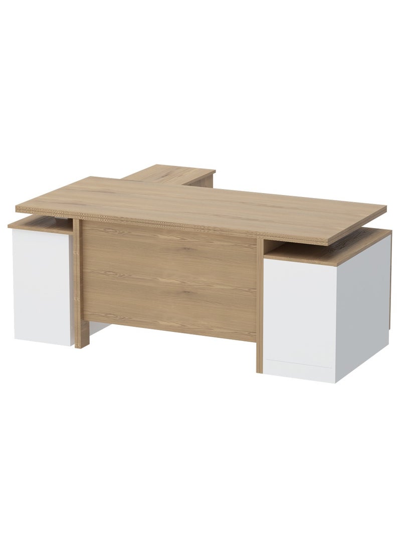 ماهاماي مكتب عمل تنفيذي حديث من مجموعة ماهماي سامتيدا 193 مع خزانة ومكتب كمبيوتر محمول بلمسة نهائية خشبية، مثالي للمنزل والمكتب - لايت إمبيريا - Image 2