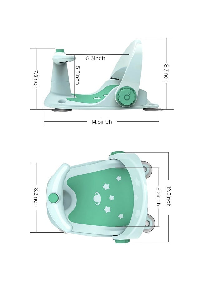 HASTHIP® Baby Bath Seat, Anti-Slip Bath Seat, with Water Spray and Suction Cup Newborn Infant Baby Bath Chair, Adjustable Backrest Support Bath Seat for Baby 6-18 Months(Greey) - Image 4