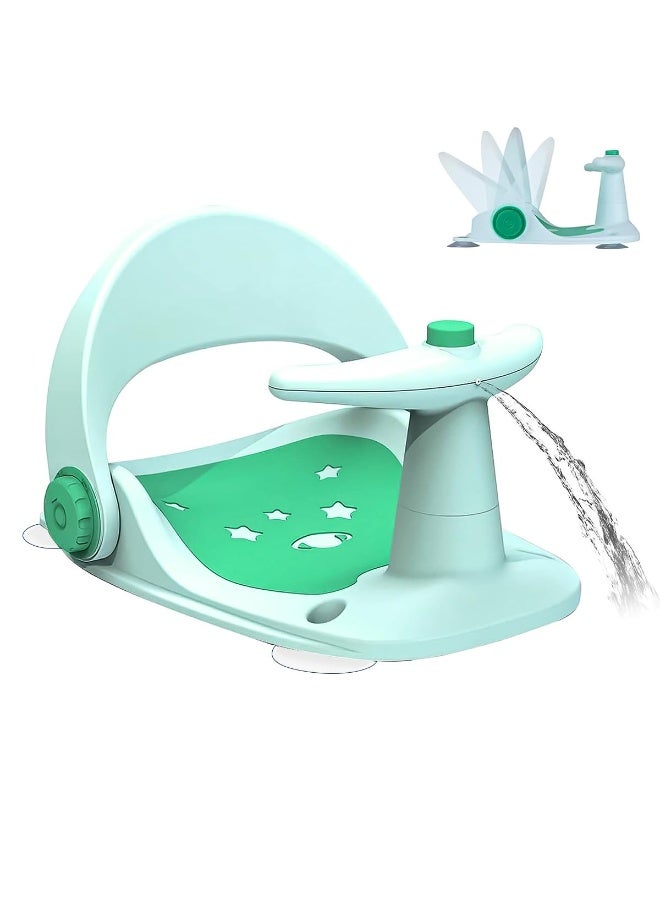 HASTHIP® Baby Bath Seat, Anti-Slip Bath Seat, with Water Spray and Suction Cup Newborn Infant Baby Bath Chair, Adjustable Backrest Support Bath Seat for Baby 6-18 Months(Greey) - Image 1