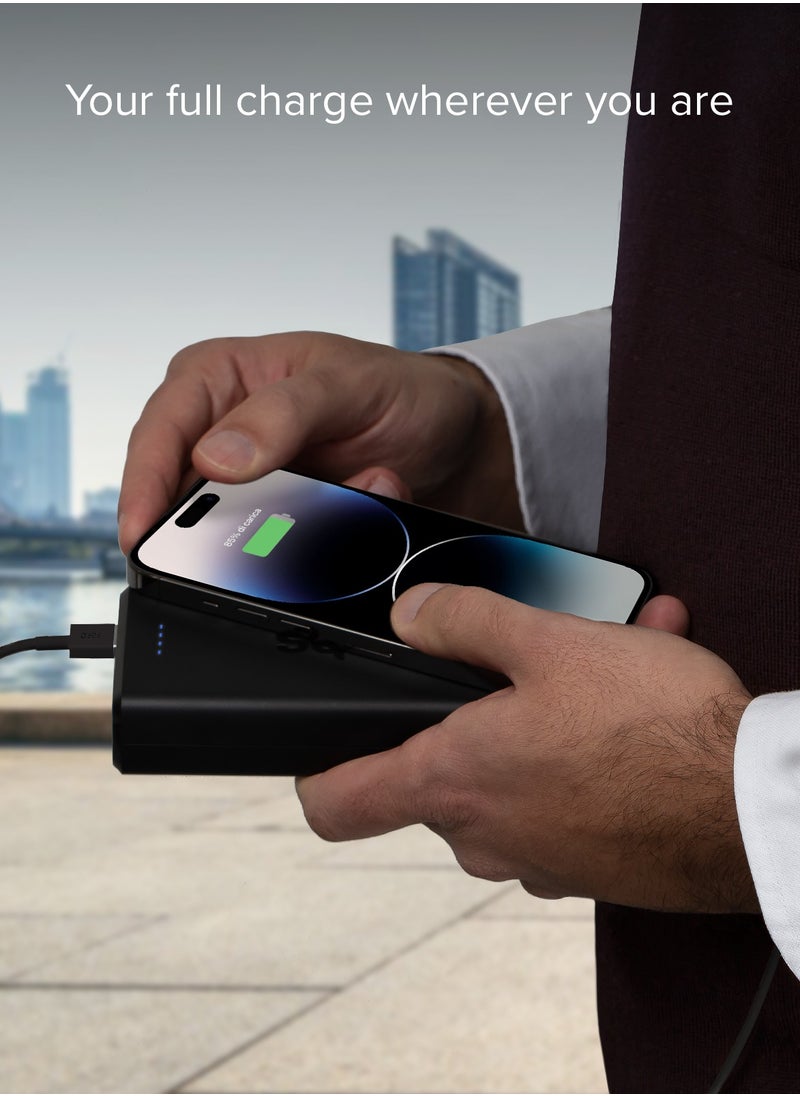 SBS - شاحن باور بانك بسعة 20,000 مللي أمبير مزود بمخرجين USB مزود بتقنية الشحن الذكي ومدخل Micro USB ولون أسود يشحن ثلاثة أجهزة في نفس الوقت مثل iPhone وSamsung وغيرها. - Image 1