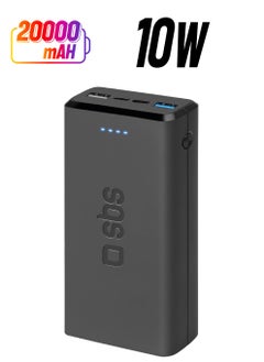 شاحن باور بانك بسعة 20,000 مللي أمبير مزود بمخرجين USB مزود بتقنية الشحن الذكي ومدخل Micro USB ولون أسود يشحن ثلاثة أجهزة في نفس الوقت مثل iPhone وSamsung وغيرها.