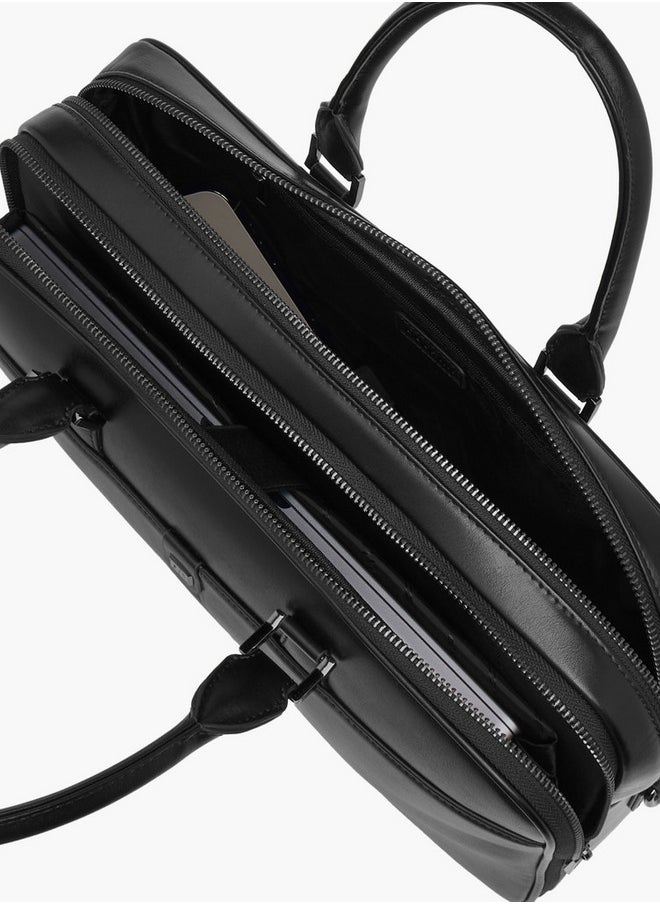 DUCHINI - Solid Laptop Bag with Double Handles and Zip Closure - Image 1