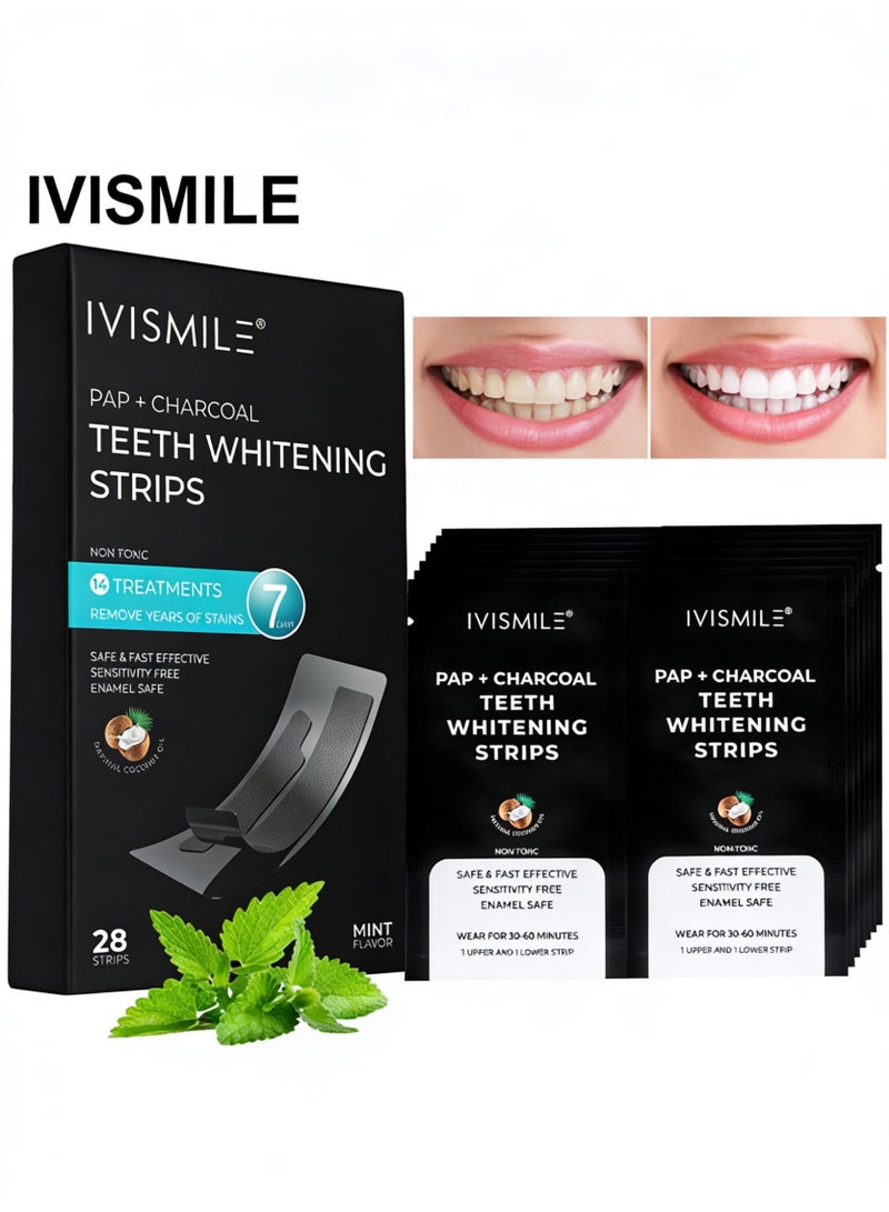 IVISMILE Teeth Whitening Strips, 28 Sensitive Teeth Whitening Individual Strips, Professional Safe Tooth Whitening Kits, Teeth Cleaning Strip For Fast Remove Yellowing Tooth Strip - Image 1