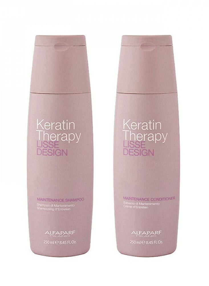 ALFAPARF MILANO Lisse Design Maintenance 1 PC Shampoo 250ML and 1 PC Conditioner 250ML  - Image 1