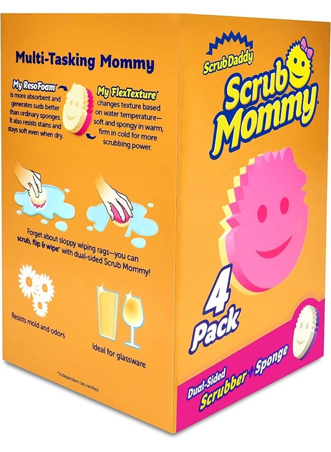 Scrub Daddy Scrub Mommy Dual Sided Scrubber + Sponge Multi-Pack Set Of 4 Pink - Image 1