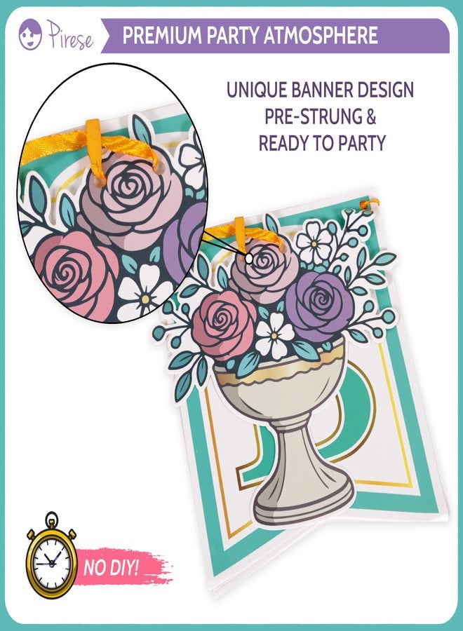 Pirese Tea Party Birthday Decorations, Pre-Strung Happy Birthday Banner with Tea Pot Balloons, Tea Party Supplies, Garden Tea Party Decor Kit for Girls Kids Women, Princess Tea Party Balloons - Image 5