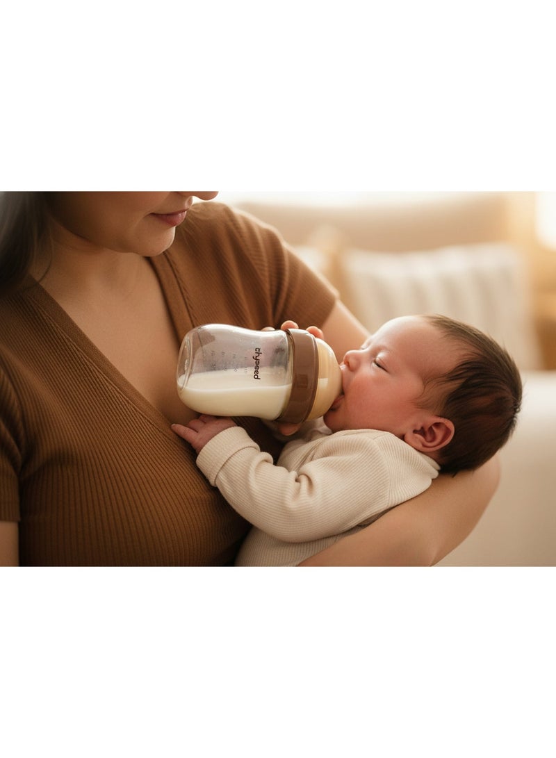 THYSEED Natural Anti-Colic Glass Baby Bottle 160ml for Infants (1–2 Months) | BPA-Free Safe Feeding Bottle | Heat Resistant Glass | Soft Silicone Nipple | Easy to Clean Infant Milk Bottle | Pack of 2 - Image 3