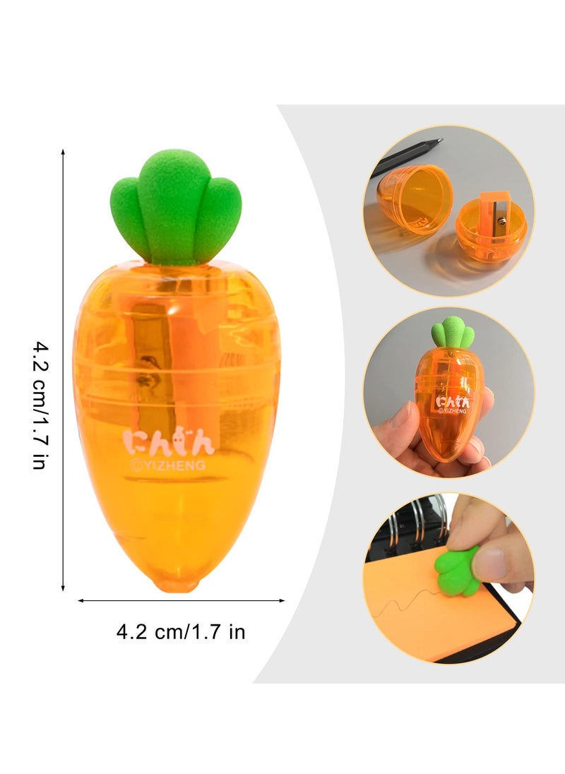 Generic Adorable Carrot-Shaped Manual Pencil Sharpeners for Kids, 4 Pack Cartoon Vegetable Design, Perfect for Standard and Jumbo Pencils  - Image 2