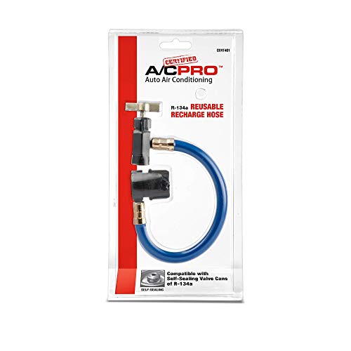 A/C Pro Certified Car Air Conditioner Refrigerant Recharge Kit, AC Recharge Kit Compatible with Self Sealing Valve Cans of R-134A, Includes Hose and Can Tap Dispenser, 8 In, A/C Pro - Image 1