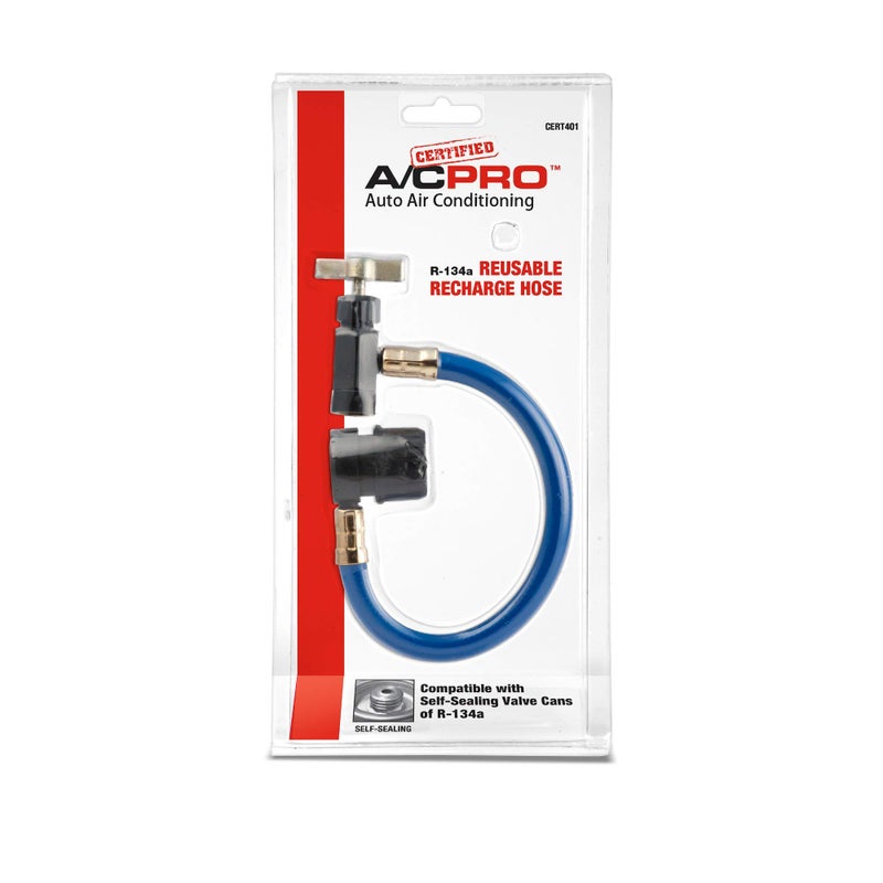 A/C Pro Certified Car Air Conditioner Refrigerant Recharge Kit, AC Recharge Kit Compatible with Self Sealing Valve Cans of R-134A, Includes Hose and Can Tap Dispenser, 8 In, A/C Pro - Image 4