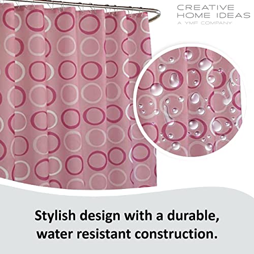 Creative Home Ideas 15-Piece Bathroom Shower Curtain Set – Set of 1 Shower Curtain & 12 Metal Hooks & 1 Bath Mat & 1 Contour Mat, Modern Bathroom Décor, Machine Washable, Terrell Dusty Rose - Image 4