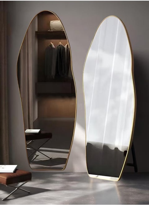 Luxury Full-Length Irregular Gold Frame Mirror With Mango or Cloud Shape - Asymmetrical Standing & Wall Mount Mirror for Bedroom, Living Room, Entryway, 180x80cm