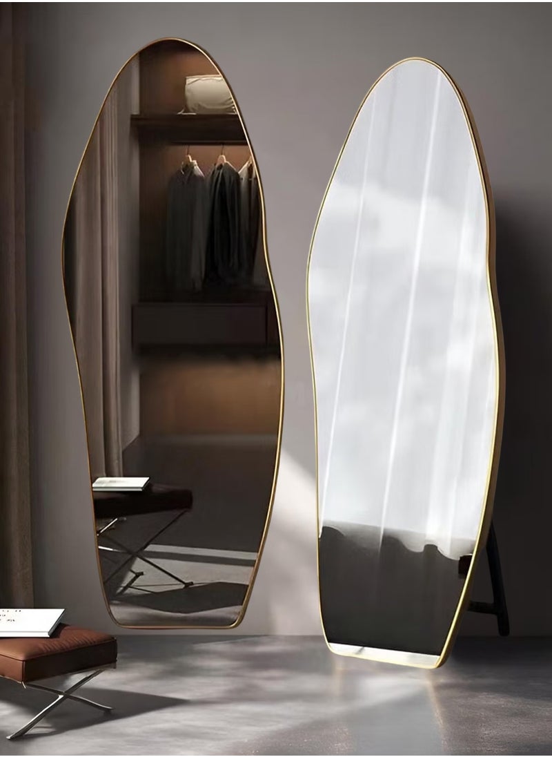 Taimi - Luxury Full-Length Irregular Gold Frame Mirror With Mango or Cloud Shape - Asymmetrical Standing & Wall Mount Mirror for Bedroom, Living Room, Entryway, 180x80cm - Image 1