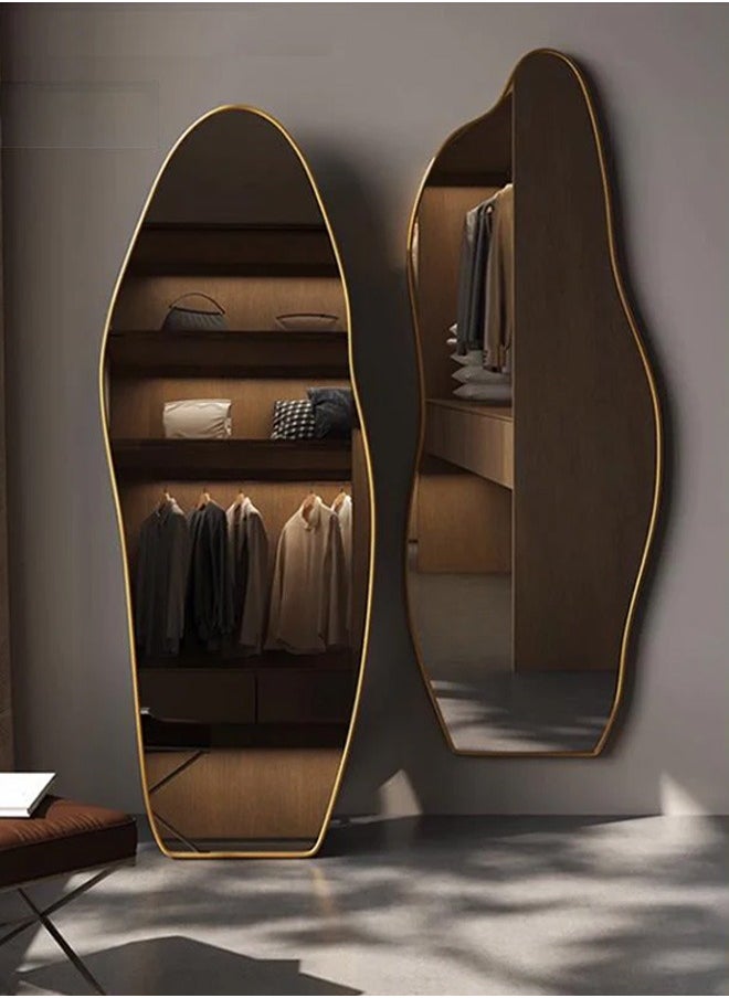 Taimi - Luxury Full-Length Irregular Gold Frame Mirror With Mango or Cloud Shape - Asymmetrical Standing & Wall Mount Mirror for Bedroom, Living Room, Entryway, 180x80cm - Image 1