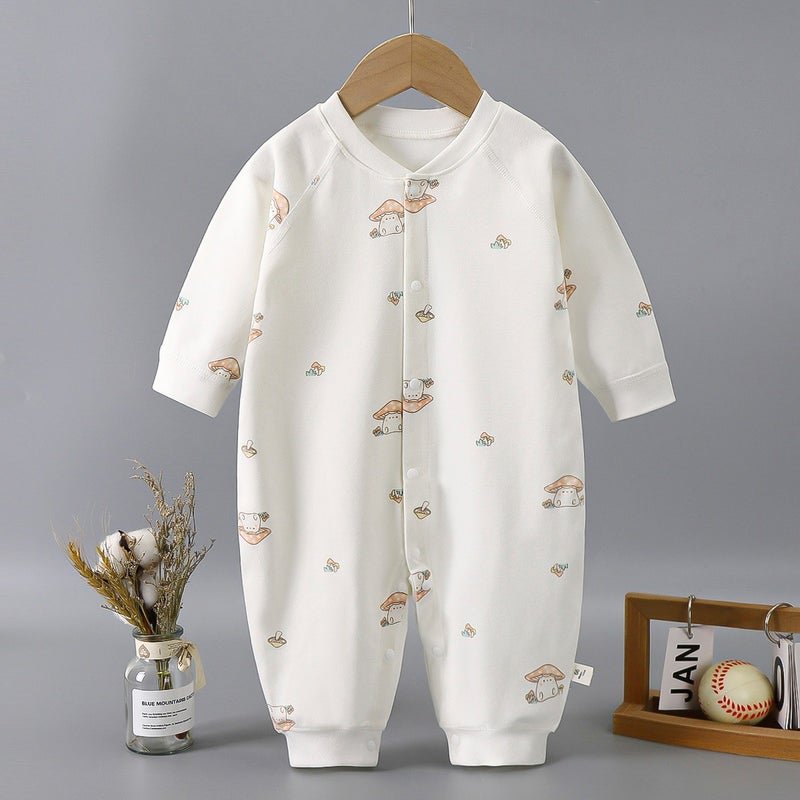 Heng Song Baby Long-Sleeve Cotton Romper | Newborn Infant Bodysuit | Soft Seamless Single-Breasted Crawling Outfit - Image 1
