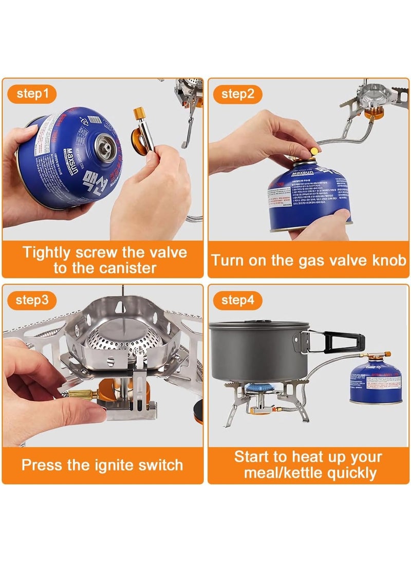 بلو فاير الموقد الغازي المحمول فائق الخفة 3500 واط - موقد تخييم مقاوم للرياح مع إشعال بيزو وحقيبة حمل، تصميم مضغوط قابل للطي للتخييم، المشي لمسافات طويلة، النزهات والطهي في الهواء الطلق | سطح طهي للطوارئ - Image 5