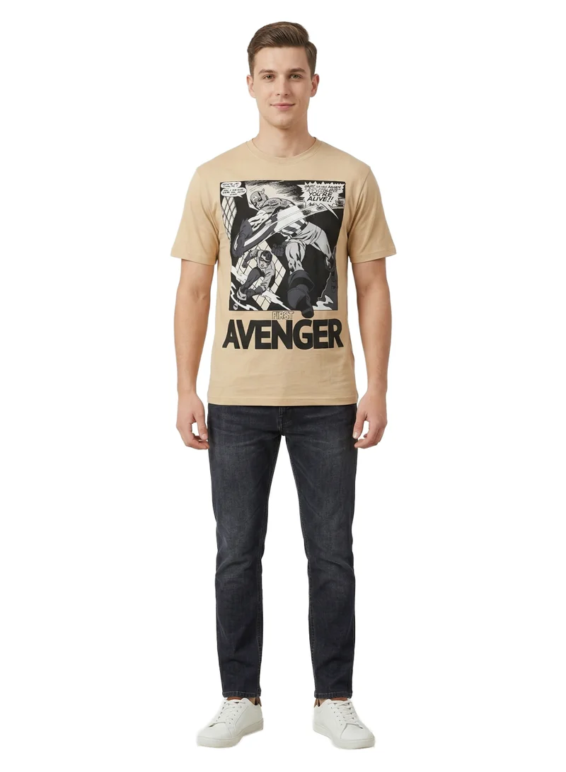 مارفل Men’s Captain America “First Avenger” Graphic Printed T-Shirt