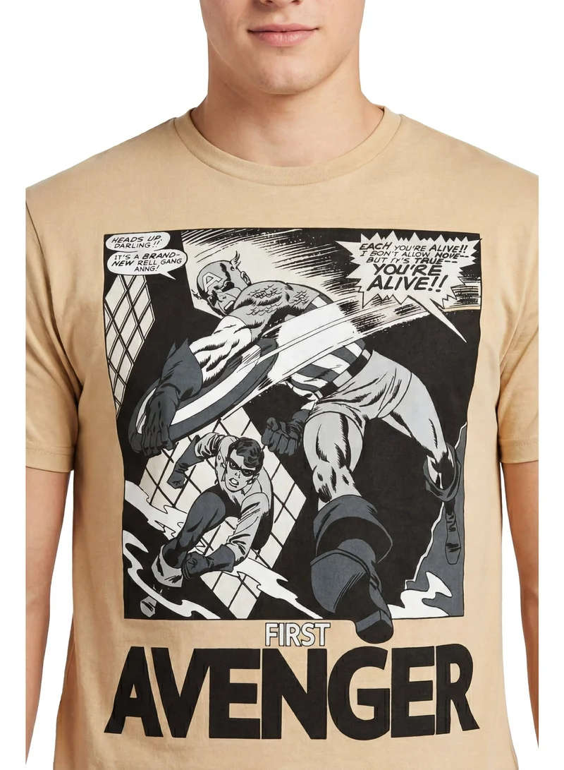 MARVEL  Men’s Captain America “First Avenger” Graphic Printed T-Shirt for Men | Best Price UAE