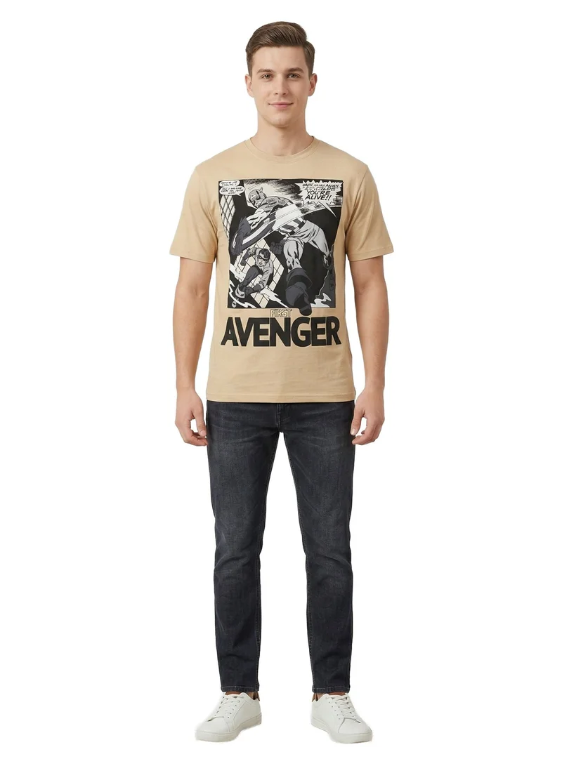 مارفل Men’s Captain America “First Avenger” Graphic Printed T-Shirt