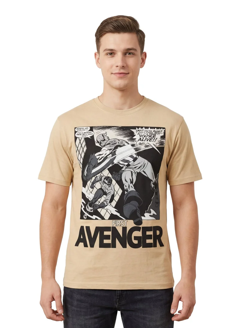 مارفل Men’s Captain America “First Avenger” Graphic Printed T-Shirt
