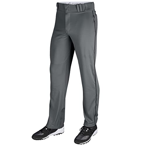 CHAMPRO Boys' Triple Crown Open Bottom Youth Baseball Pants, Graphite, Black Pipe, X-Large - Image 1
