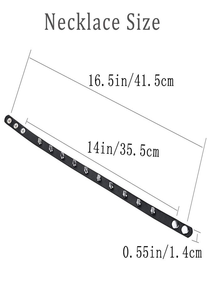 Macoking Leather Studded Bracelet Choker Punk Spike Rivet Cuff Metal Black Wristband - Image 4