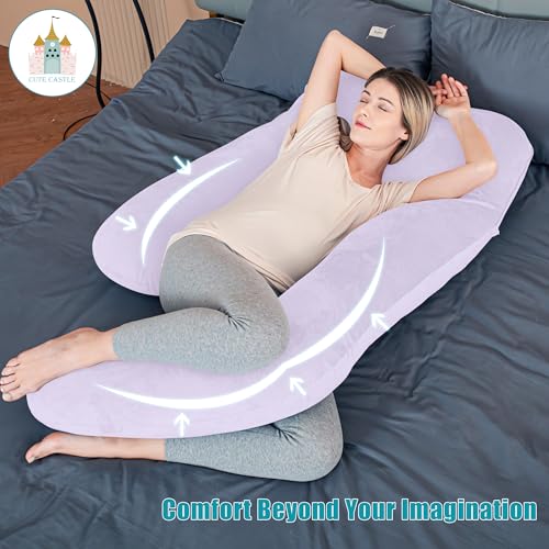 Cute Castle Pregnancy Pillows Soft UShape Maternity Pillow with Removable Cover Full Body Pillows for Adults Sleeping Pregnancy Must Haves Jumbo 57 Inch Purple - Image 3