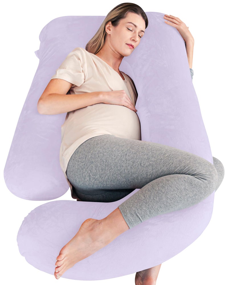 Cute Castle Pregnancy Pillows Soft UShape Maternity Pillow with Removable Cover Full Body Pillows for Adults Sleeping Pregnancy Must Haves Jumbo 57 Inch Purple - Image 2