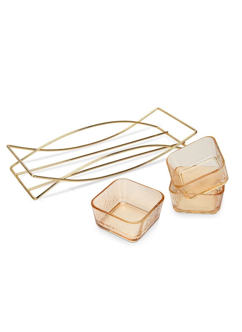 Pristine Fissman Pristine Glass Bowl with Metal Stand - Set of 3  - Image 3