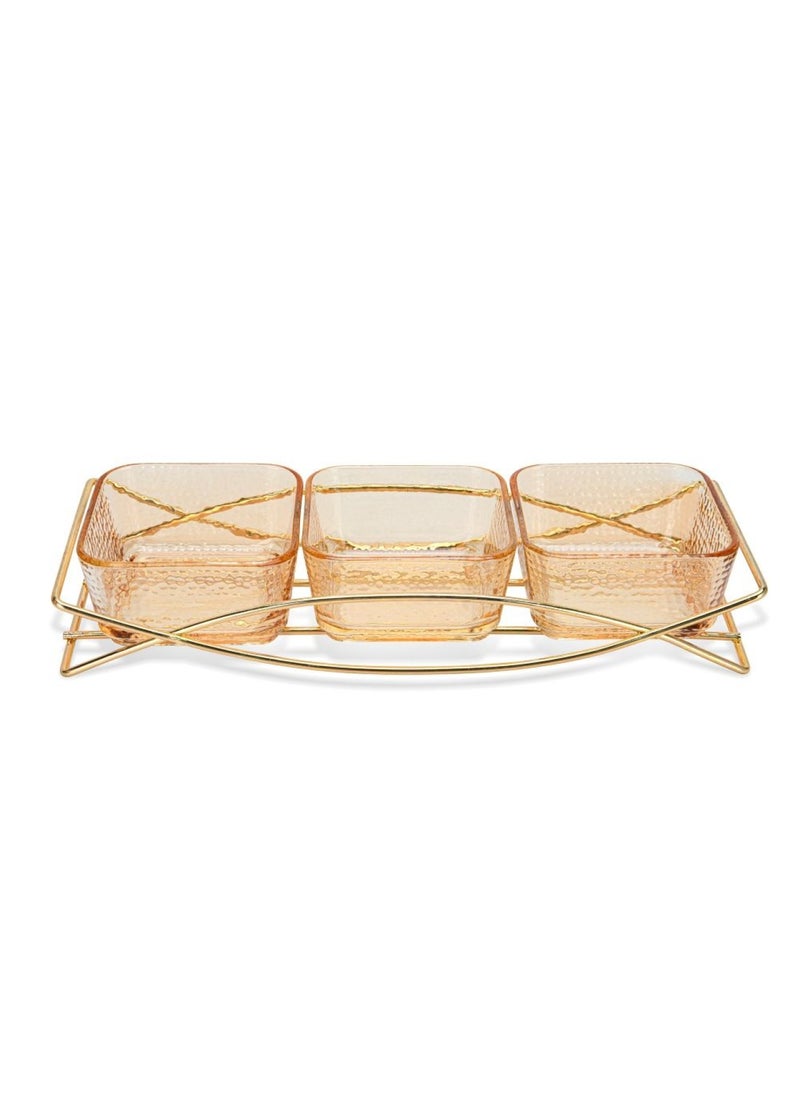 Pristine Fissman Pristine Glass Bowl with Metal Stand - Set of 3  - Image 1