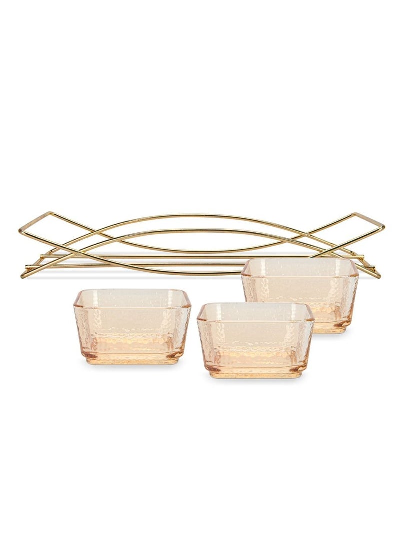 Pristine Fissman Pristine Glass Bowl with Metal Stand - Set of 3  - Image 4