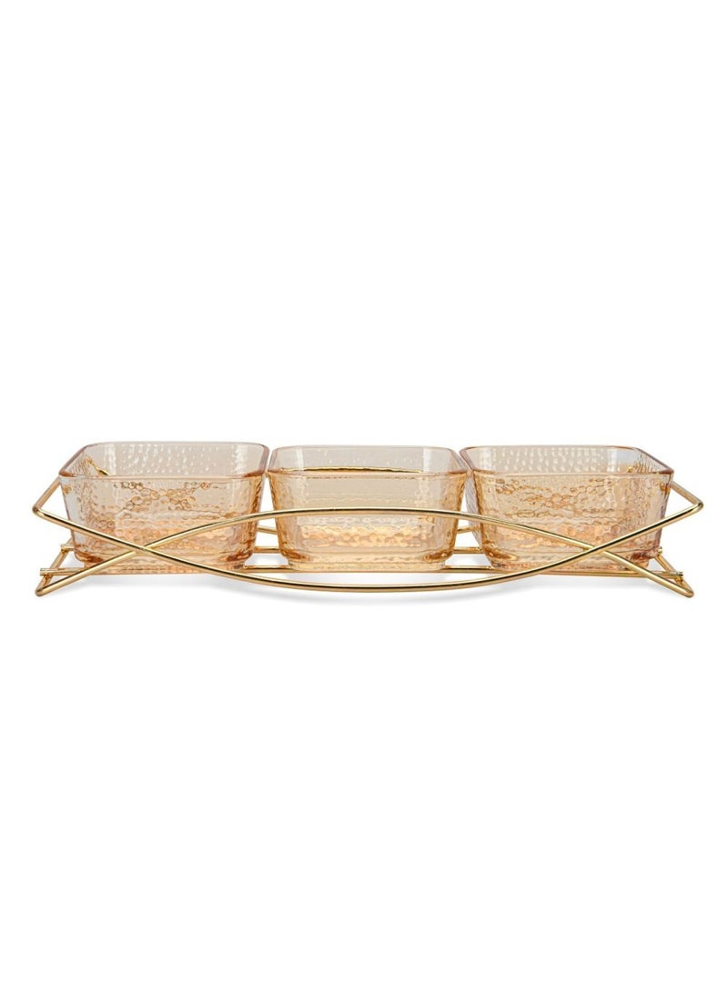 Pristine Fissman Pristine Glass Bowl with Metal Stand - Set of 3  - Image 2