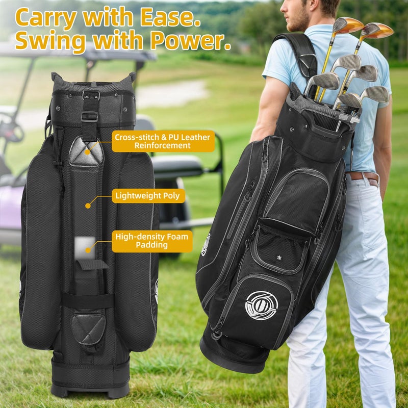 Shopsource Golf Cart Bag, 15 Way Top Lightweight Golf Bag, Golf Club Cart Bags for Men Women with Full-Length Dividers, Dedicated Putter Well, Rain Cover - Image 2