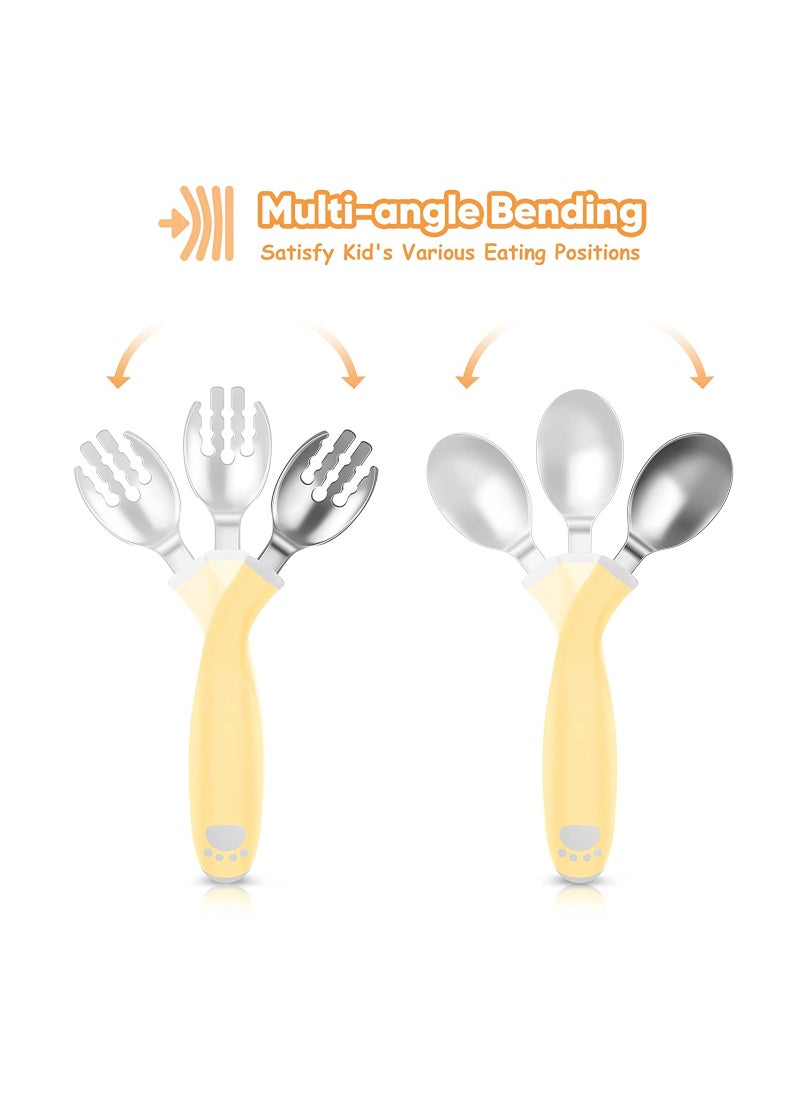 SYOSI - 3 Pieces Toddler Utensils Kids Training Chopsticks and Bendable Stainless Steel Toddler Fork and Spoon for Child and Toddler Safe Flatware Set - Image 1