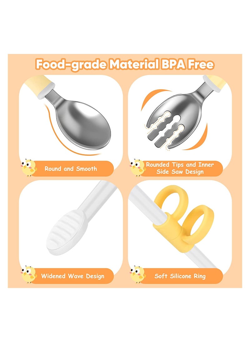 SYOSI - 3 Pieces Toddler Utensils Kids Training Chopsticks and Bendable Stainless Steel Toddler Fork and Spoon for Child and Toddler Safe Flatware Set - Image 1