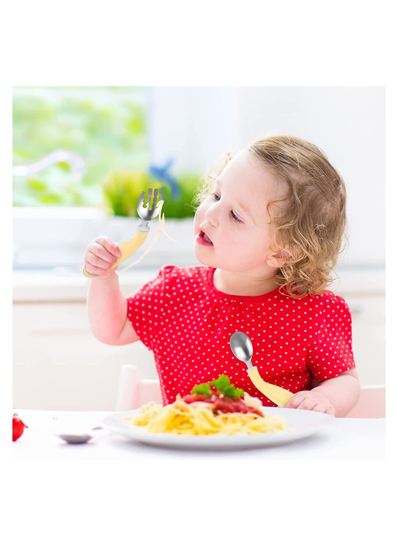 SYOSI - 3 Pieces Toddler Utensils Kids Training Chopsticks and Bendable Stainless Steel Toddler Fork and Spoon for Child and Toddler Safe Flatware Set - Image 1