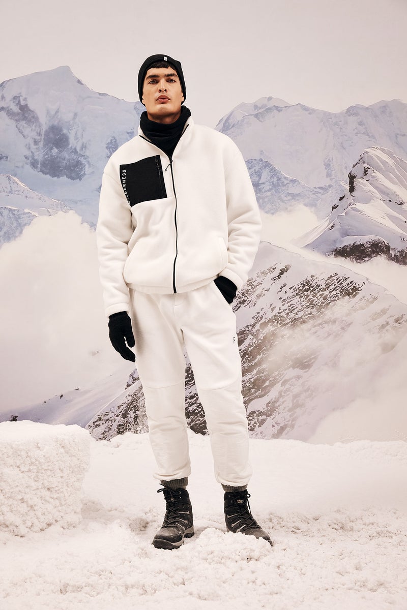 Man DeFactoFit Oversize Fit Fleece Cardigan