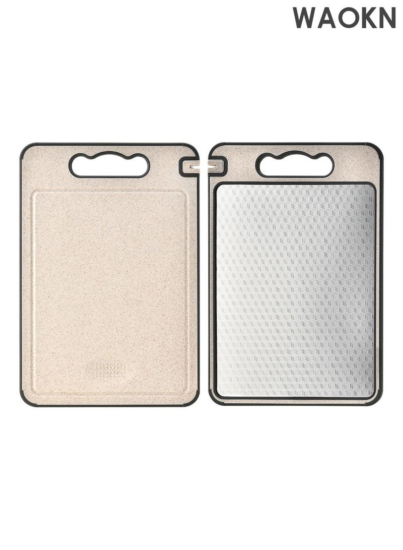 دبليو أيه أو كي أن لوح تقطيع من الفولاذ المقاوم للصدأ، ذو وجهين، يمكن استخدامه كلوح تقطيع، مع غلاف حافة لا يضر اليدين عند إذابة لوح التقطيع. تستخدم مايكسوان ألواح تقطيع مصنوعة من مواد صديقة للبيئة، سهلة التخزين، مع خاصية الشحذ. - Image 1