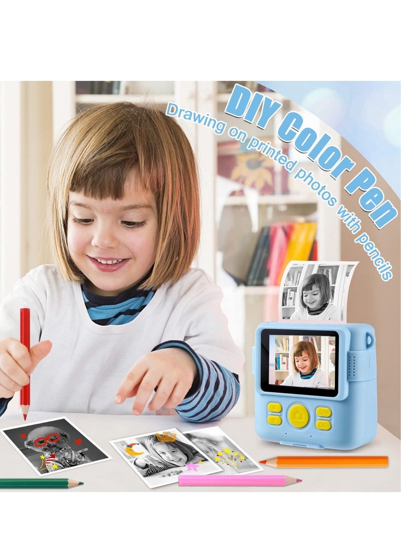 كابتن تيك Kids Camera- Instant Print Camera 1080P 2.4 Inch Screen Digital Children Video Camcorder Camera with 16X Digital Zoom, 32GB TF Card, Colored Pens Included - Image 5