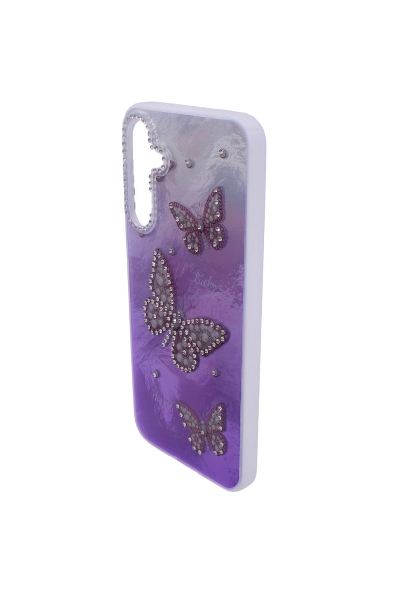 TPU Butterflies and Rhinestones Back Cover Case For Samsung Galaxy A16 - Purple CFS219 - Image 3