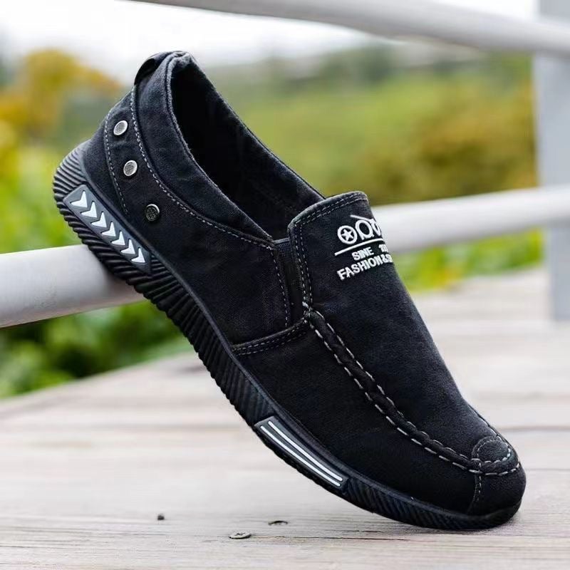 Mens Beijing Cloth Shoes Breathable Slip-On Spring Casual Black 