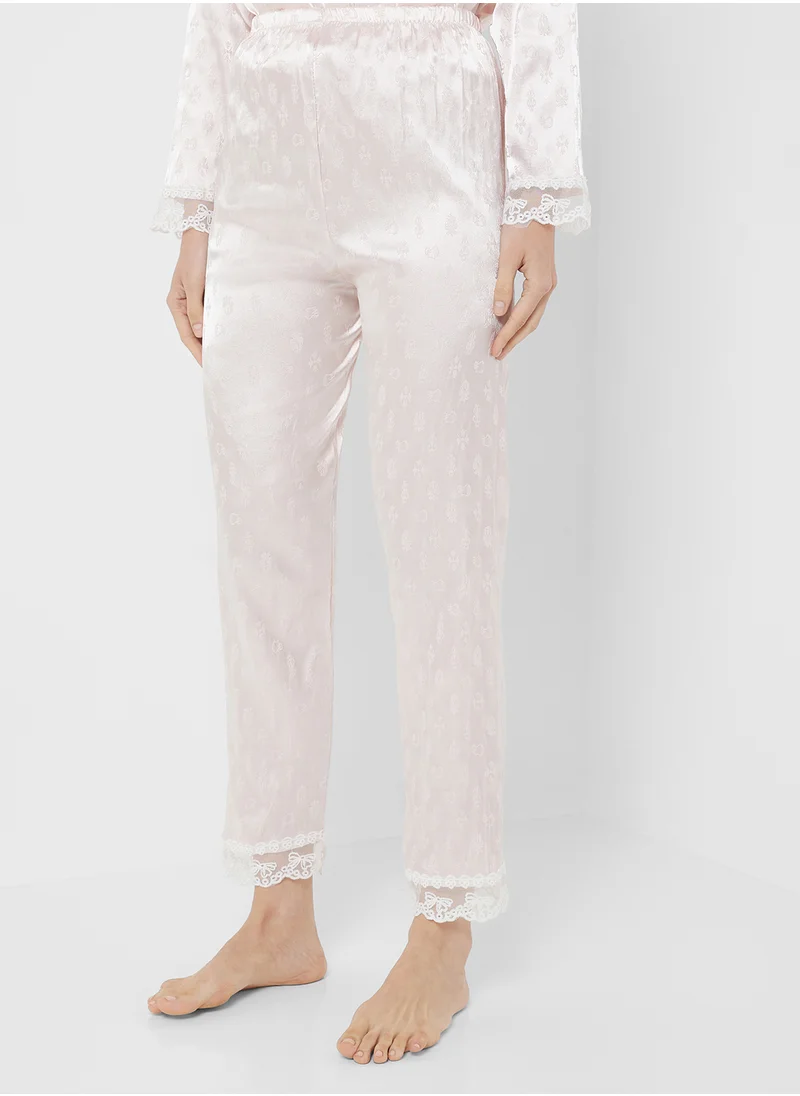 ELLA Pyjama Pant Set With Lace Trim