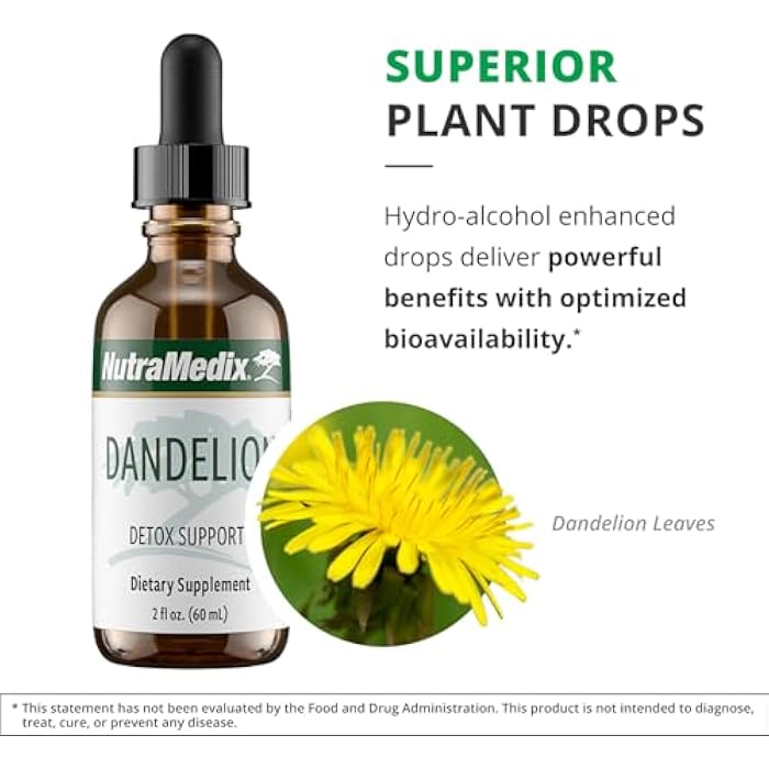 Nutramedix Dandelion Detox Support - Tincture for Liver Health + Gut Health + Antioxidant Support - Dandelion Leaf Liver Support Supplement for Daily Use (60ml) - Image 5