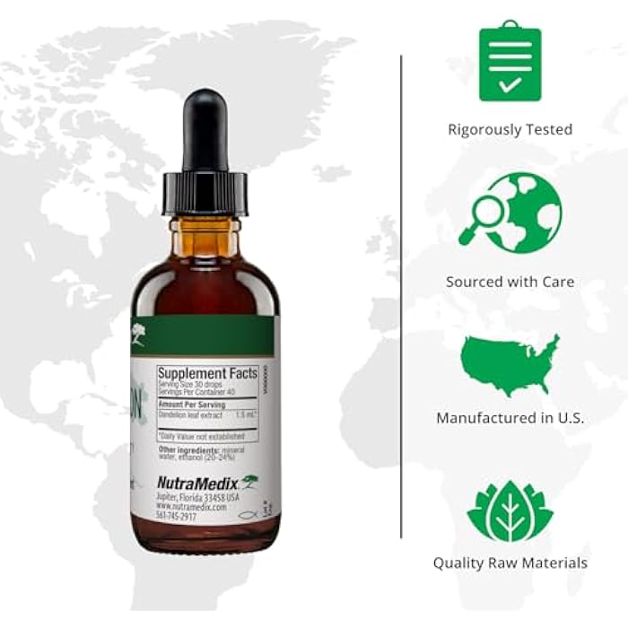 Nutramedix Dandelion Detox Support - Tincture for Liver Health + Gut Health + Antioxidant Support - Dandelion Leaf Liver Support Supplement for Daily Use (60ml) - Image 2